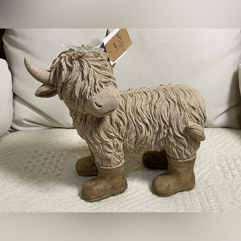Viral tiktok solar highland cow with boots and butterfly 12x12 I am solar HTF